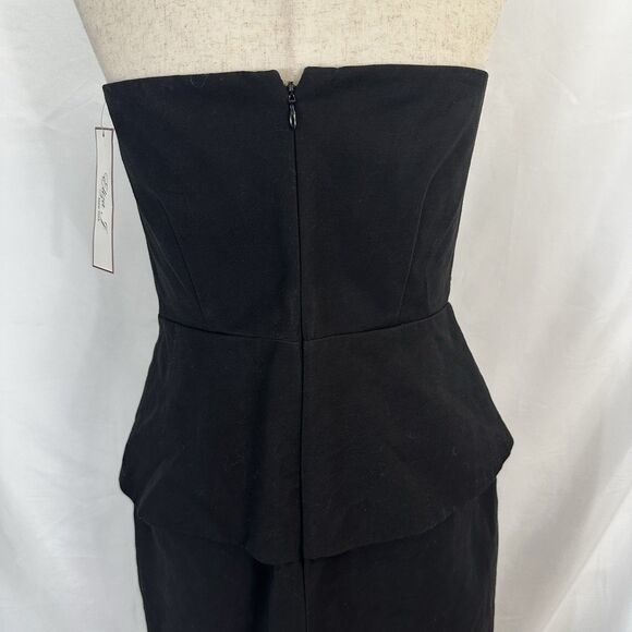 NWT Eliza J Black Strapless Peplum Cocktail Dress Beaded Bow Size 8 - Picture 7 of 10